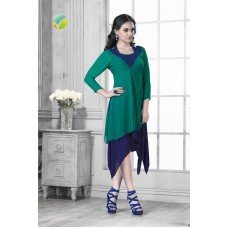 GREEN AND BLUE READYMADE GEORGETTE KURTI