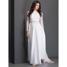 AC-37 WHITE FLOOR LENGTH DESIGNER READY MADE DRESS 