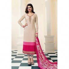 4563 ALMOND BUFF AND PINK KASEESH SILKINA ROYAL CREPE PARTY WEAR SUIT