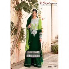 DEEP OLIVE GREEN Floral Creations Velvet Designer Gown