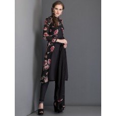 IDC-17 BLACK FLORAL PRINTED JACKET STYLISH SUIT WITH PENCIL TROUSER