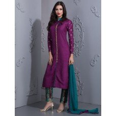 STYLISH PURPLE READY MADE INDIAN STYLE SUIT WITH CONTRAST CAPRI TROUSERS