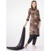 STUNNING BLACK AND BROWN FLORAL POLYESTER READY MADE DRESS