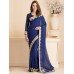 IDS-08 BLUE PARTY WEAR SAREE WITH FULL SLEEVE BLOUSE (READY MADE)