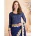 IDS-08 BLUE PARTY WEAR SAREE WITH FULL SLEEVE BLOUSE (READY MADE)