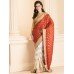 ZIDS-24 RED AND WHITE CONTRAST HALF AND HALF SAREE WITH GOLD BLOUSE