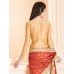 ZIDS-24 RED AND WHITE CONTRAST HALF AND HALF SAREE WITH GOLD BLOUSE