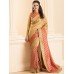 ZIDS-28 PEACH BROCADE SAREE WITH MATCHING BLOUSE 